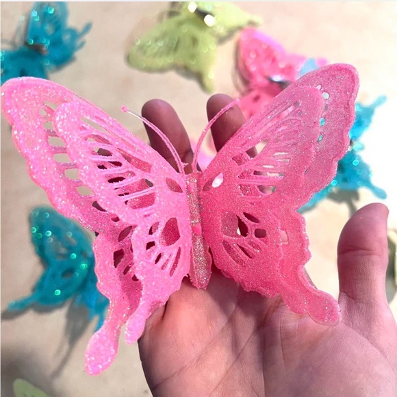 Set of 9 Colorful Sparkly Butterfly Clips - Picture 8 of 8